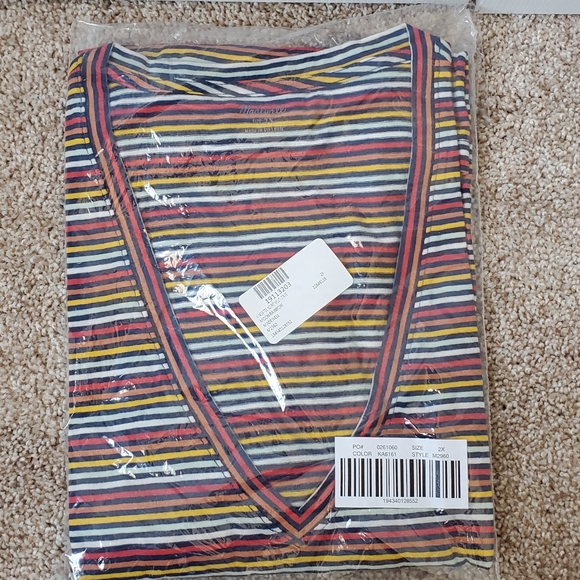 Madewell V-Neck Stripe Tshirt in Moon Rainbow NEW - Picture 3 of 3